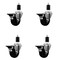 Service Caster 3.5'' Phenolic Swivel 1-1/2'' Expanding Stem Caster Set with Brake, 4PK SCC-EX20S3514-PHS-PLB-112-4 - alternate 1